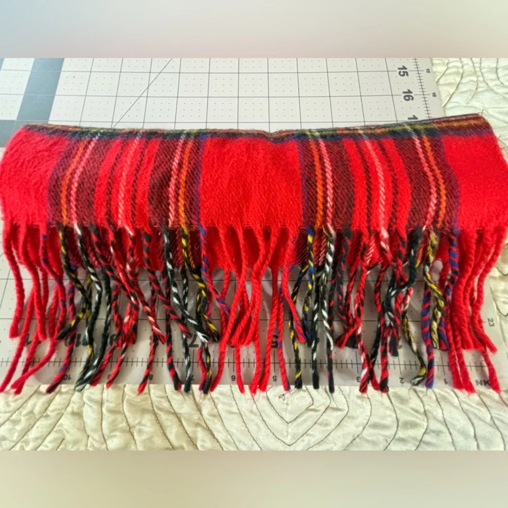 Christian Dior Monsieur Vintage Red Plaid Cashmaire Scarf Made in Japan